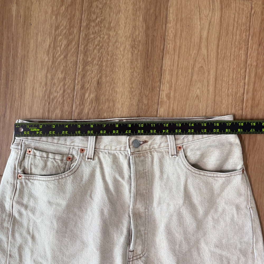 Levis 501 Mens Tan Sand Denim Jeans Straight Leg Button Fly Made in USA 36x34 - Picture 6 of 8